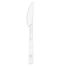 COUVERTS EN PLASTIQUE TRANSPARENT RÉUTILISABLE COUTEAU 10 X 100 pièces