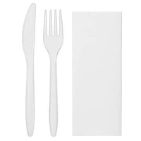 COUVERTS EN PLASTIQUE TRANSPARENT RÉUTILISABLE KIT COUVERT 3 PIÈCES