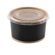 BOL KRAFT NOIR + COUVERCLE 1300ML 100 PIECES