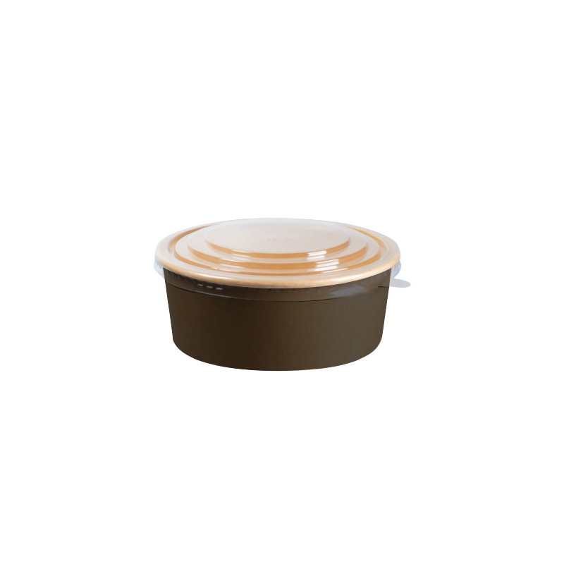 BOL KRAFT NOIR + COUVERCLE 550ML 100 PIECES