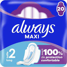 ALWAYS - SERVIETTES HYGENIQUES CLASSIC 9PCS MAXI AVEC AILES TAILLE 2