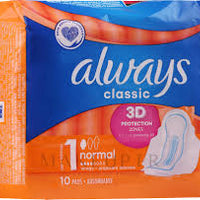 ALWAYS - SERVIETTES HYGIENIQUES CLASSIC 10PCS NORMAL AVEC AILES